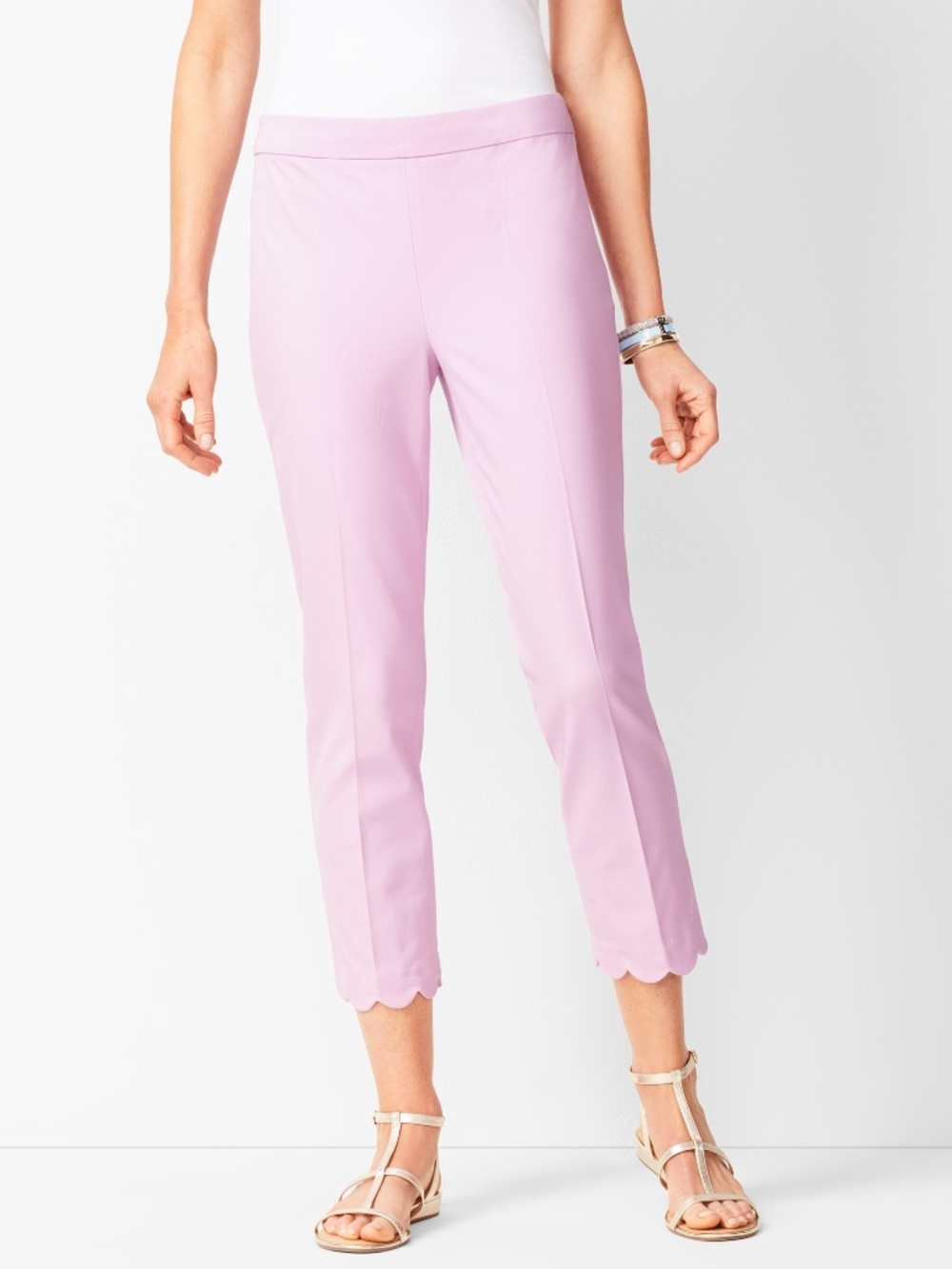 Talbots Lavender Chatham Scallop Hem Stretchy Slim Leg Crop Pants Size 16